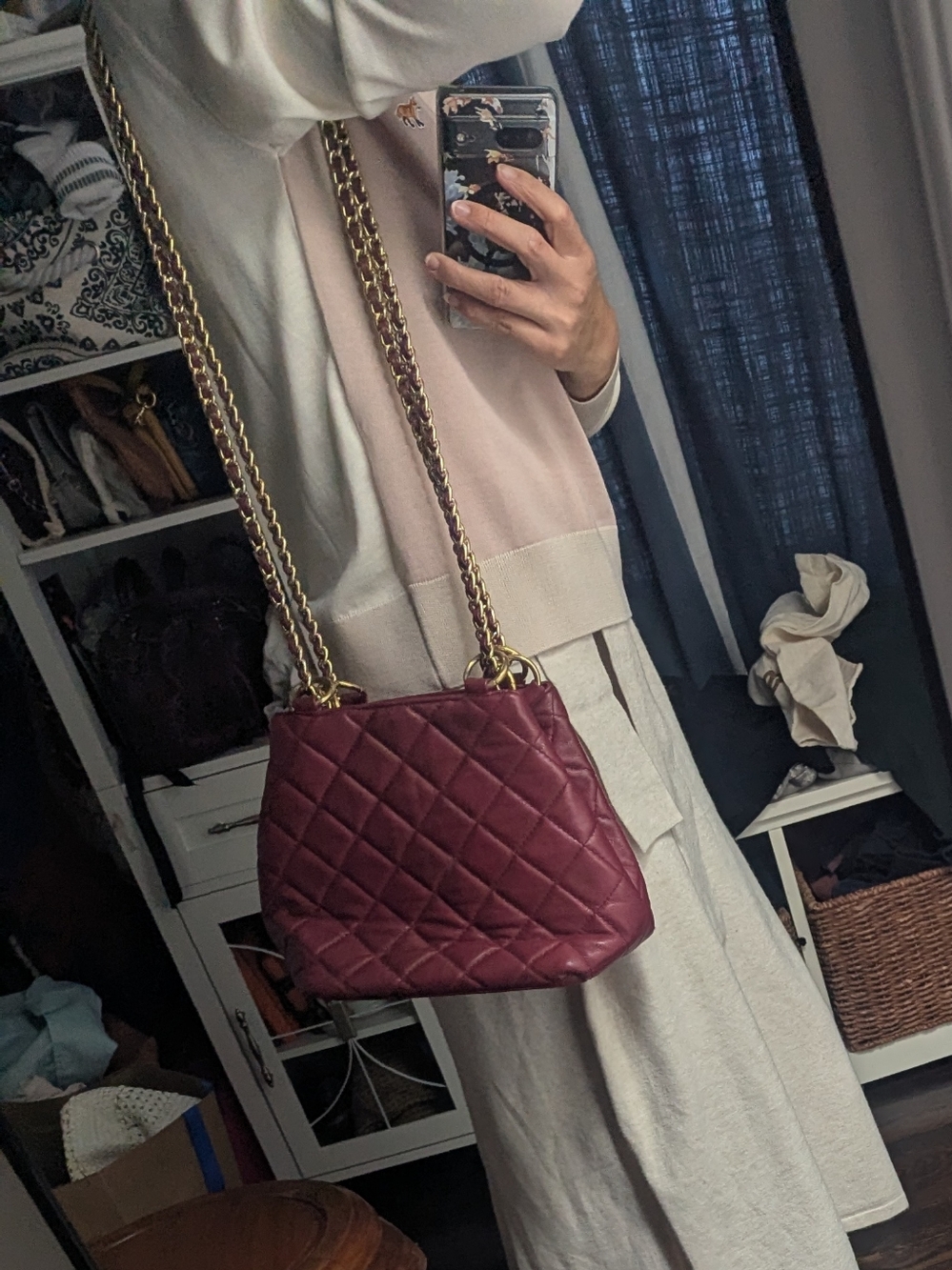 Giani Bernini Deep Red Quilted Chain Shoulder Bag